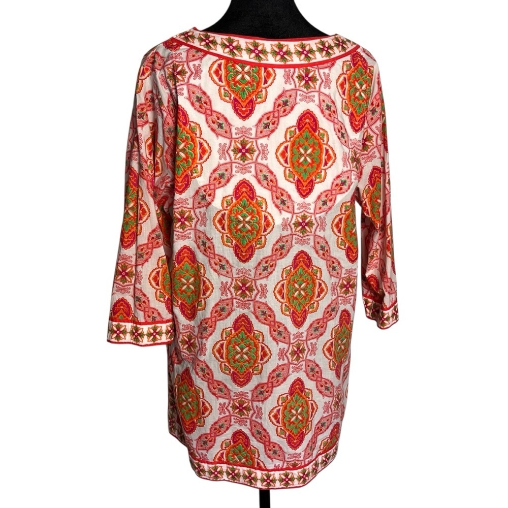 Gretchen Scott Lightweight Pink Orange Medallion Boho Cotton Tunic Top — Size M - Picture 8 of 15